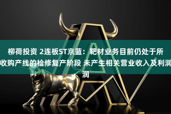 柳荷投资 2连板ST京蓝：靶材业务目前仍处于所收购产线的检修复产阶段 未产生相关营业收入及利润