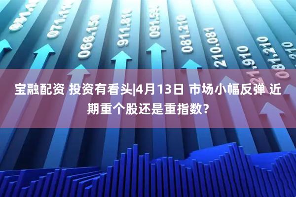 宝融配资 投资有看头|4月13日 市场小幅反弹 近期重个股还是重指数？